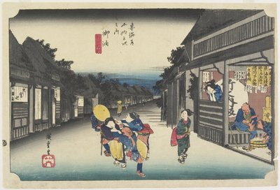Frauen, die Reisende anwerben, Goyu, ca. 1833 von Utagawa Hiroshige