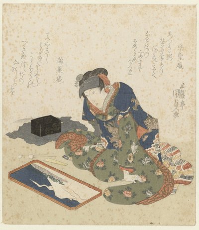 Frau macht ein Sandbild von Utagawa Kunisada (I)