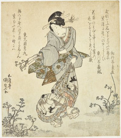 Frau bei der Farnernte von Utagawa Kunisada