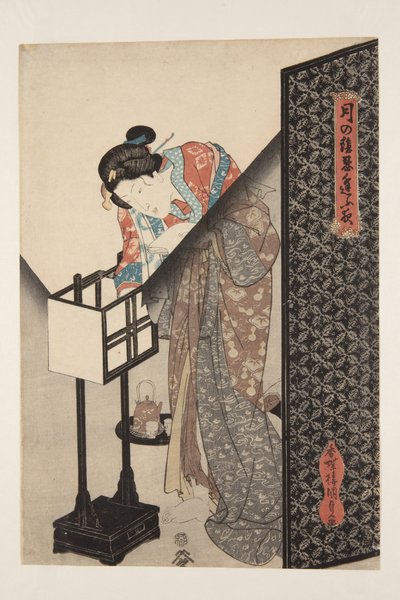 Orientalische Lampe (Andon) von Utagawa Kunisada