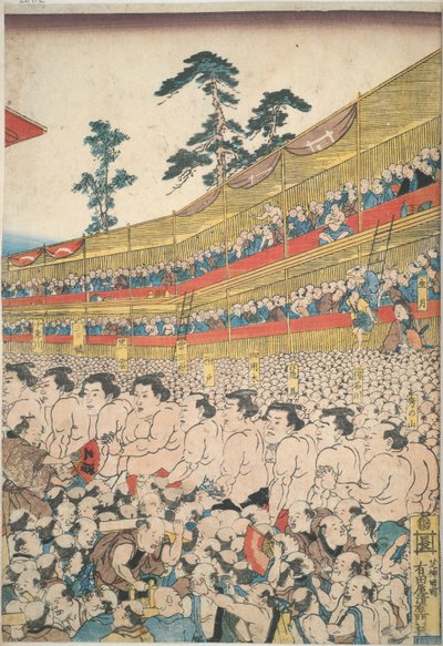 Bilder vom großen Sumo-Festival von Utagawa Kunisada