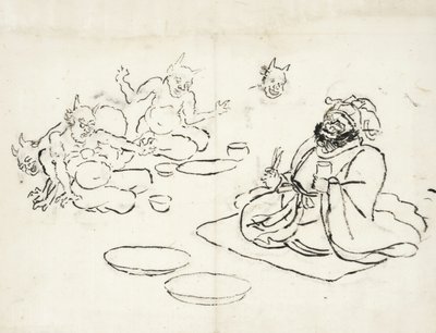 Skizze von Dämonen, die den König der Hölle amüsieren von Utagawa Kuniyoshi