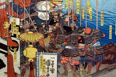 Takeda Shingen besiegt die Streitkräfte von Suwa Yorishige, ca. 1850-51 von Utagawa Kuniyoshi
