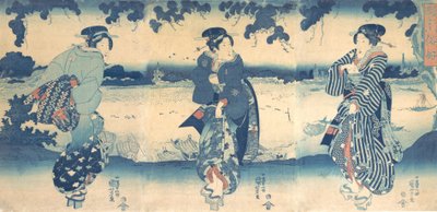 Frauen an einem Fluss von Utagawa Kuniyoshi
