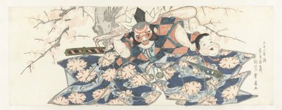 Ein Krieger hält einen Stößel von Utagawa Toyohiro