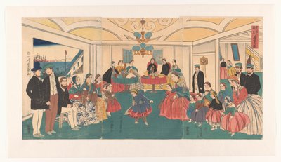 Ausländer amüsieren sich bei einem Bankett von Utagawa Yoshikazu