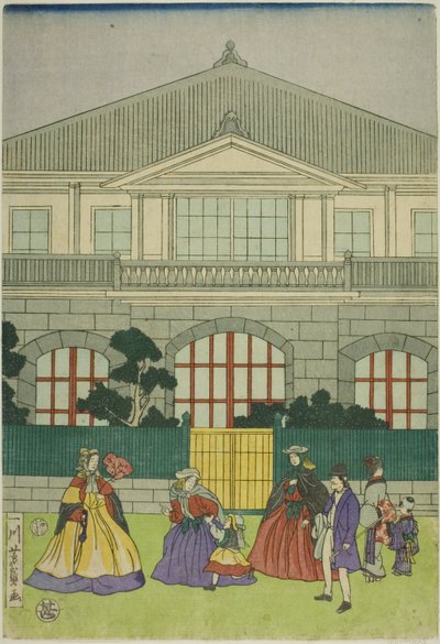 Residenz eines französischen Kaufmanns im Hafen von Yokohama von Utagawa Yoshikazu