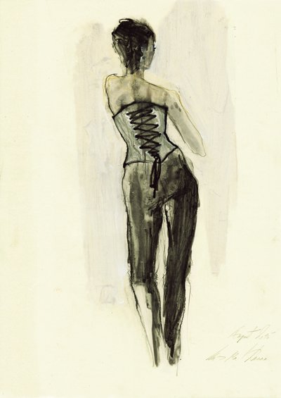 Elegante Korsettskizze von Ute Rathmann