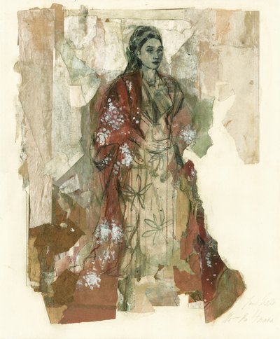 Elegante Frau Roter Schal von Ute Rathmann