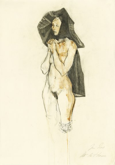 Nackte Nonne im Gebet von Ute Rathmann