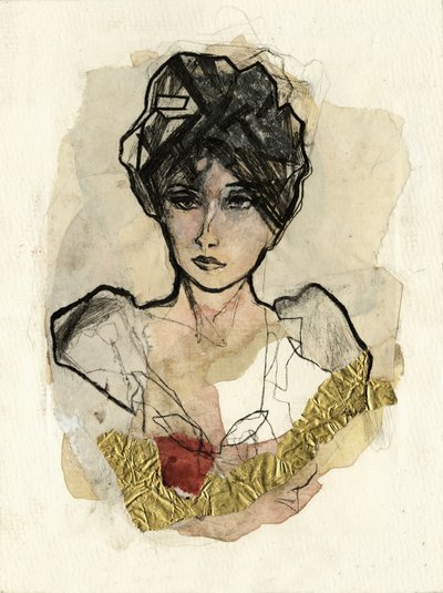 Nachdenkliche Frau mit Gold von Ute Rathmann