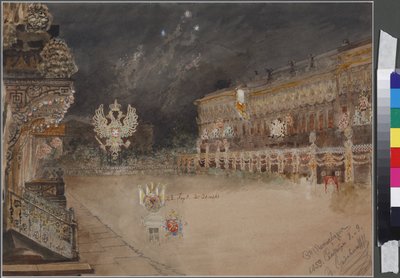 Illumination anlässlich der Volljährigkeit von Zarewitsch Nikolai Alexandrowitsch am 8. September 1859 in St. Petersburg von Vasili Semenovich Sadovnikov