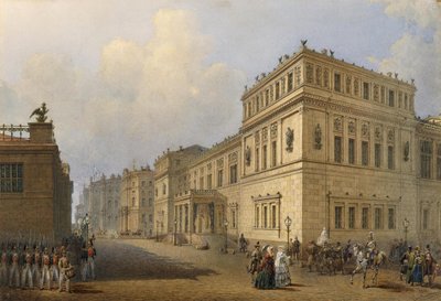 Blick auf die Neue Eremitage durch die Millionnaya-Straße, 1851 von Vasili Semenovich Sadovnikov