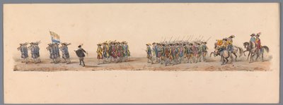 Historischer Umzug zum zweiten Jahrhundertfest der Universität Utrecht, 1836 (Platte 4) von Victor Adam