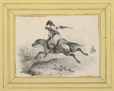 Soldat auf galoppierendem Pferd von Victor Adam