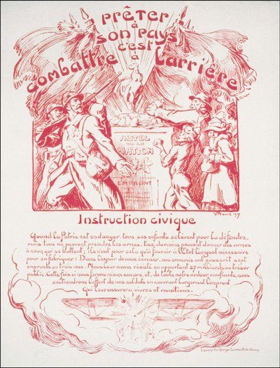 Seinem Land zu leihen bedeutet, dahinter zu kämpfen - Bürgererziehung. Kriegsposter von Victor Emile Prouve
