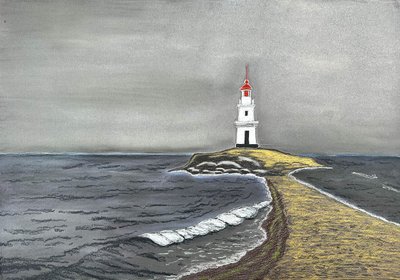 Leuchtturm am Küstenpfad von Viktoriia Saunina