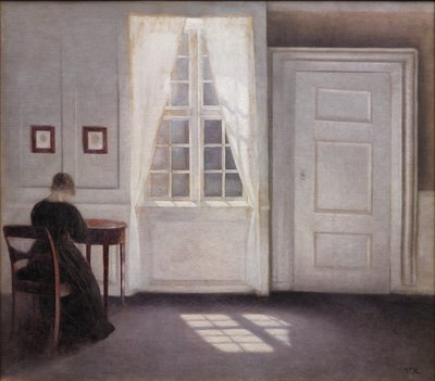 Innenraum in Strandgade, Sonnenlicht auf dem Boden von Vilhelm Hammershøi