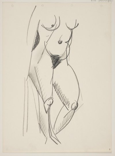 Stehende nackte Frau, nach rechts gewandt, Draperie in der Hand von Vilhelm Lundstrøm