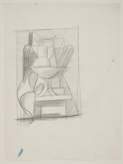 Studie zu einem Stillleben mit Flasche, Kannen, Obstschale und Serviette von Vilhelm Lundstrøm