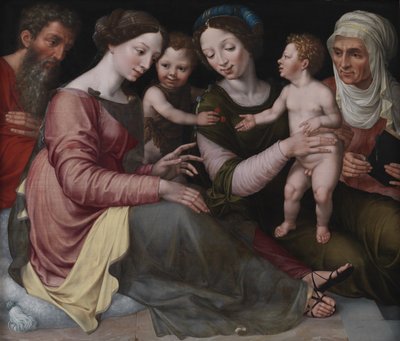 Die Heilige Familie mit dem kleinen Johannes, der heiligen Elisabeth und der heiligen Anna von Vincent Sellaer