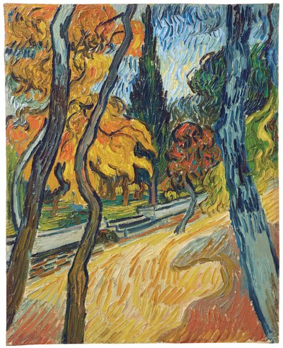 Bäume im Garten des Asyls, 1889 von Vincent van Gogh