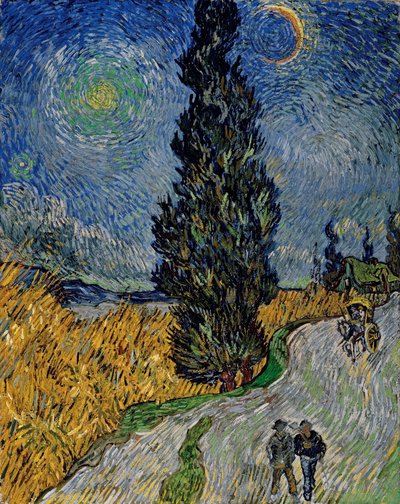 Straße mit Zypresse und Stern von Vincent van Gogh