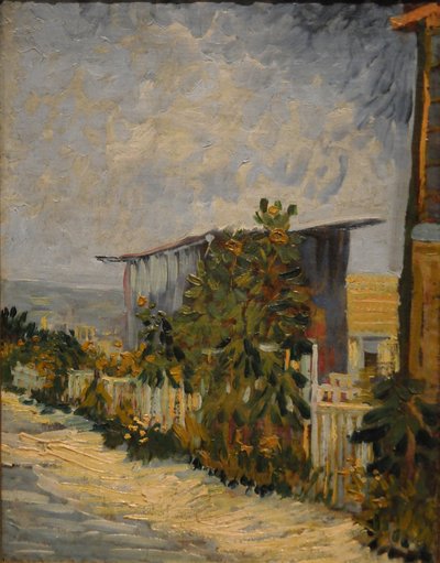 Schuppen in Montmartre mit Sonnenblume, 1887 von Vincent van Gogh