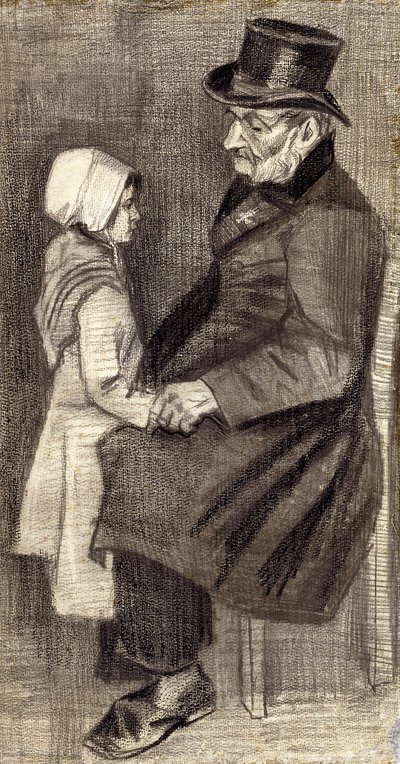 Sitzender Mann mit kleinem Mädchen; Homme Assis avec Fillete, 1882 von Vincent van Gogh