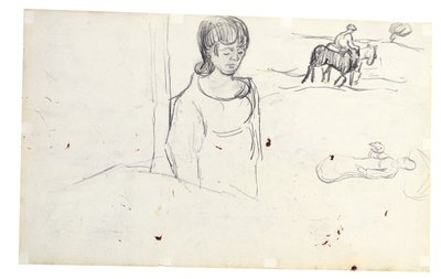 Studien von Frau und Bauernlandschaft von Vincent van Gogh