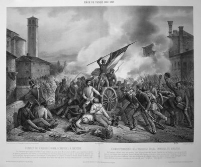 Die Schlacht von Albergo della Campana in Mestre am 27. Oktober 1848 während der Belagerung von Venedig 1848-9 von Vincenzo (after) Giacomelli