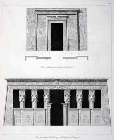 Ein Eingang und Gerüst am Tempel von Tentyris, 19. Jahrhundert von Vivant Denon