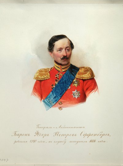 Porträt von General Baron Fyodor Petrovich von Offenberg (Aus dem Album der Kaiserlichen Leibgarde) von Vladimir Ivanovich Hau