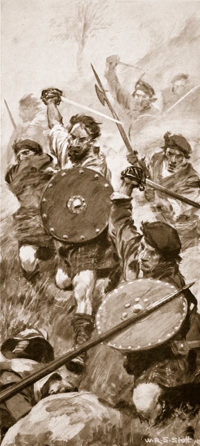 Die Highlander in der Schlacht von Killiecrankie, 27. Juli 1689 von W.R.S. Stott