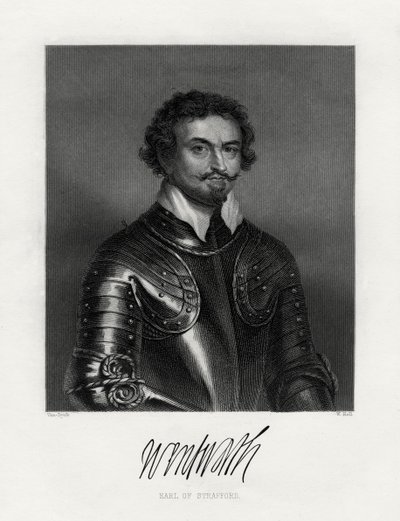 Porträt von Thomas Wentworth, 1. Earl of Strafford 1593-1641, 19. Jahrhundert von W. Holl