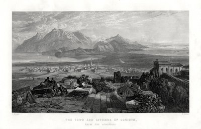 Die Stadt und Landenge von Korinth von der Akropolis, Griechenland, 1887 von W. Miller