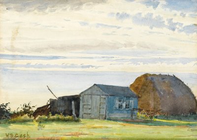 Heuhaufen, Hütten mit Feld im Vordergrund von Walter Bonner Gash