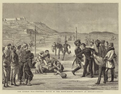 Der Afghanische Krieg, Fußballspiel des neunundfünfzigsten Regiments in Khelat-i-Gilzai von Walter Charles Horsley