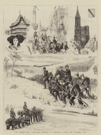 Die Manöver der deutschen Armee, Skizzen in Straßburg während des Besuchs des Kaisers von Walter Charles Horsley