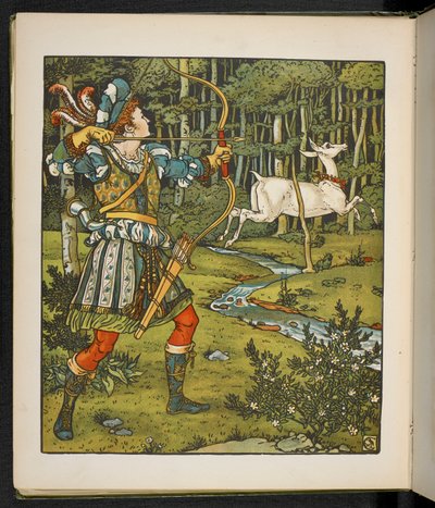 Illustration für die Geschichte, die Hirschkuh im Wald von Walter Crane