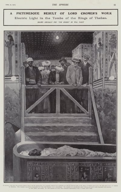Elektrisches Licht in den Gräbern der Könige von Theben (Lithografie) von Walter Paget