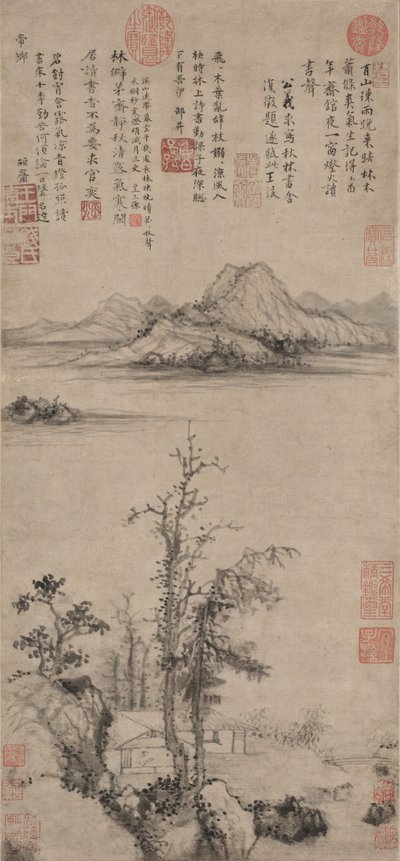Rückzugsort eines Gelehrten zwischen Herbstbäumen, Ming-Dynastie 1368-1644 von Wang Fu