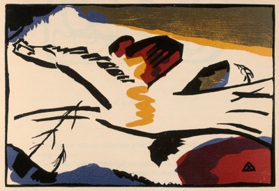 Holzschnitt zu dem Gemälde "Lyrisches" (Blatt 9 aus: "Klänge") von Wassily Kandinsky
