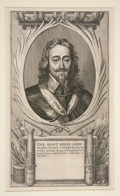 Karl I. und die Lager seiner Armee im Schottischen Krieg (gekürzte Version: nur Porträt) von Wenceslaus Hollar