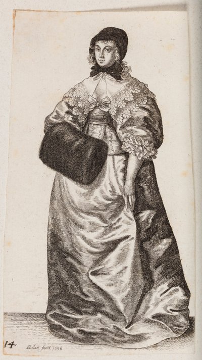 Frau mit Haube und Muff von Wenceslaus Hollar