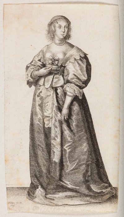 Frau mit Perlenhalskette und -armband von Wenceslaus Hollar