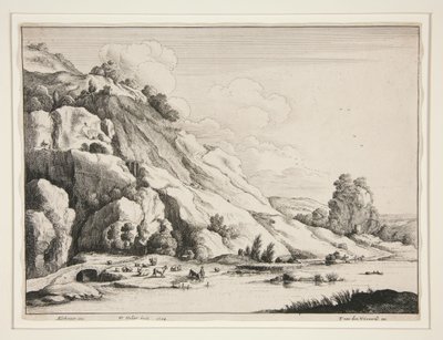 Landschaft mit einer Steinbrücke von Wenceslaus Hollar