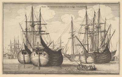 Naues Mercantoriæ Hollandicæ, vulgo VLIETEN Niederländische Frachtschiffe oder Flöten, 1647 von Wenceslaus Hollar