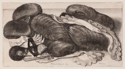 Stillleben mit Muffen, Handschuhen und Tüchern von Wenceslaus Hollar