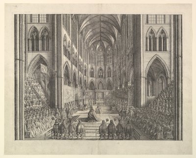 Die Krönung von König Karl II. in der Westminster Abbey, 23. April 1661 (aus John Ogilby